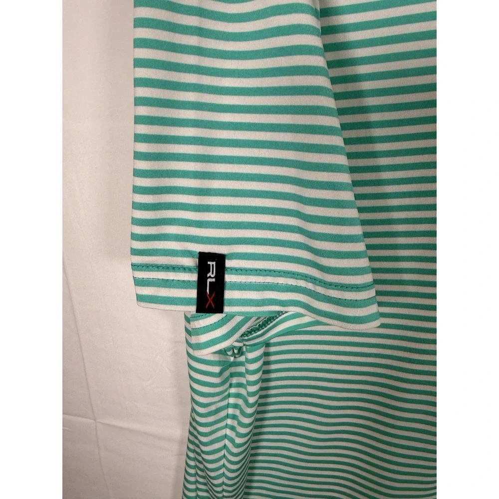 RLX Ralph Lauren Green White‎ Striped Polo Shirt XXL